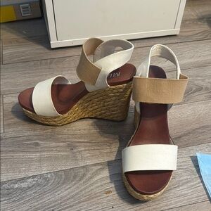 Women's Cream Wedge Sandals